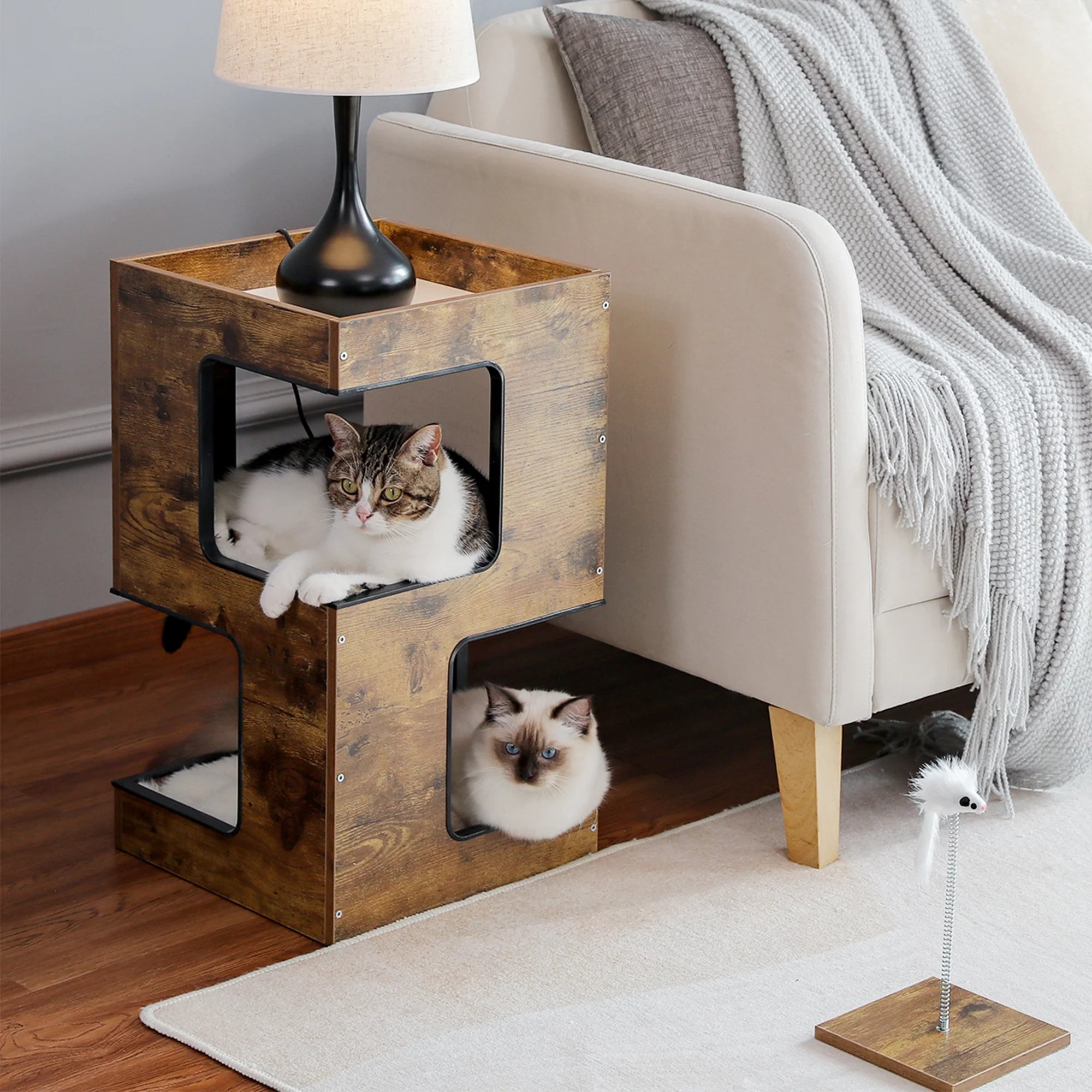 Minimalist Wooden Cat Condo Tower