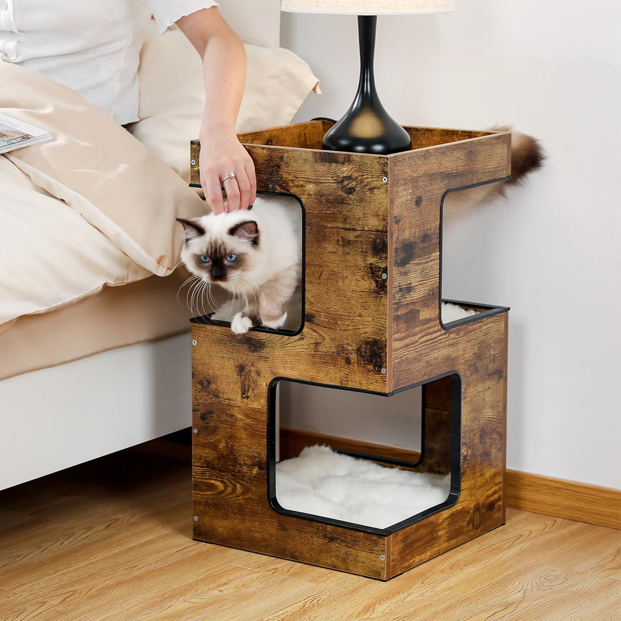 Minimalist Wooden Cat Condo Tower