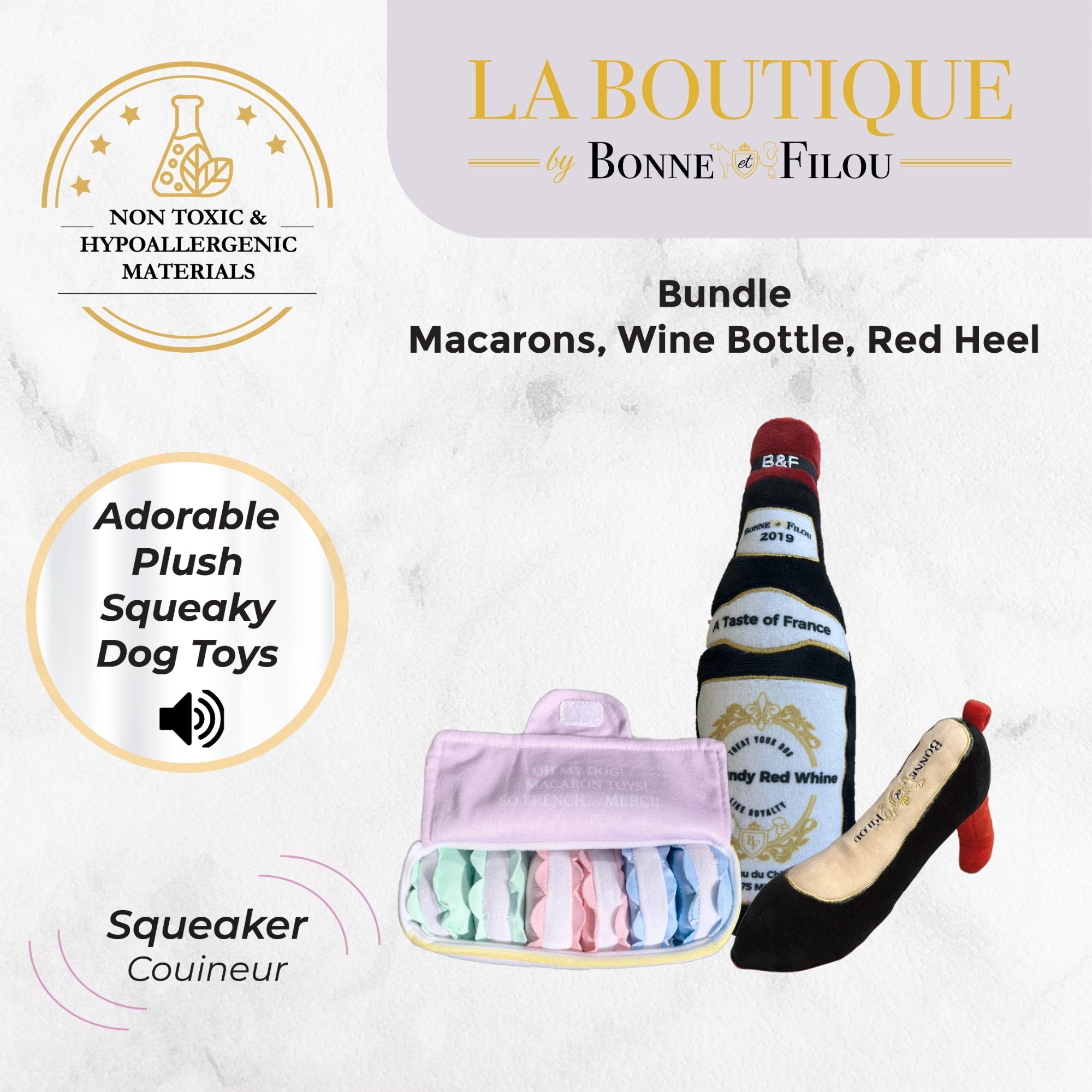 Plush Squeaky Dog Toy Set | Large