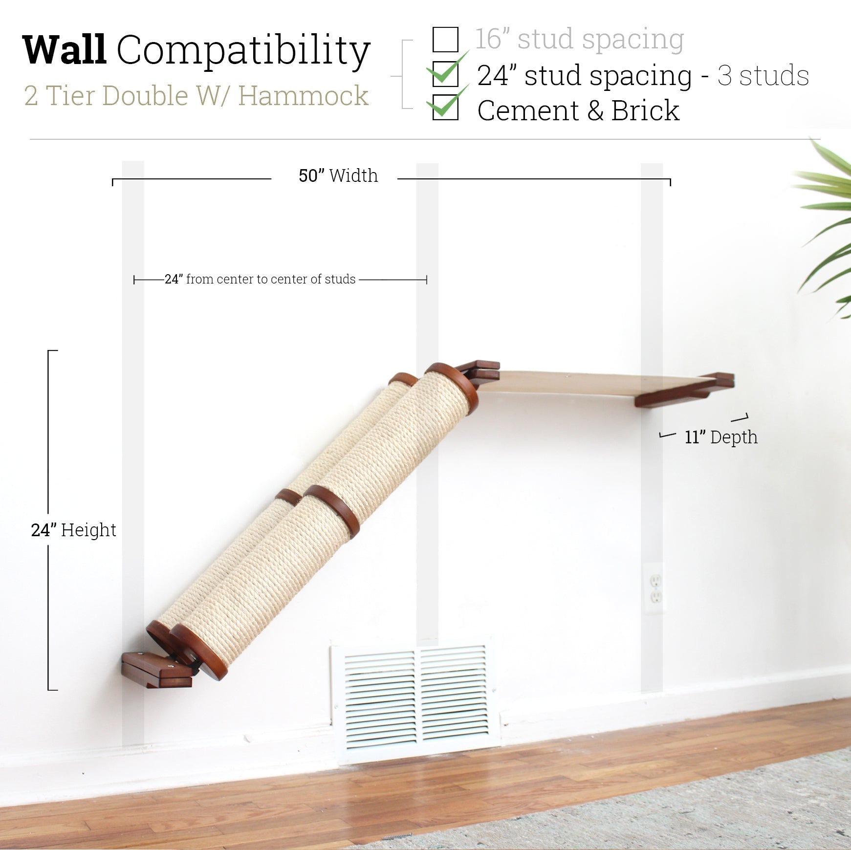 Slanted Cat Scratcher for Wall
