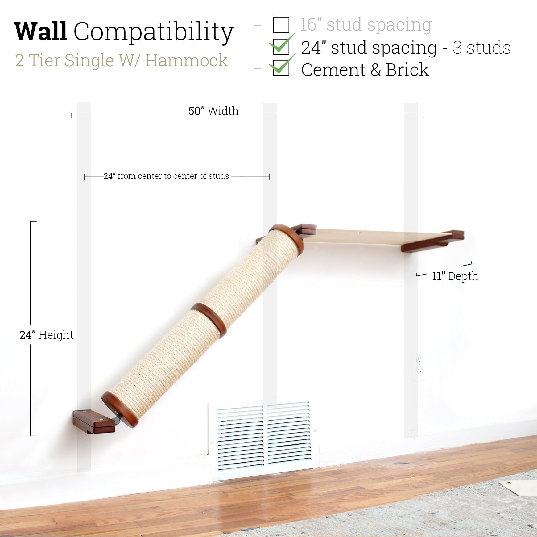 Slanted Cat Scratcher for Wall