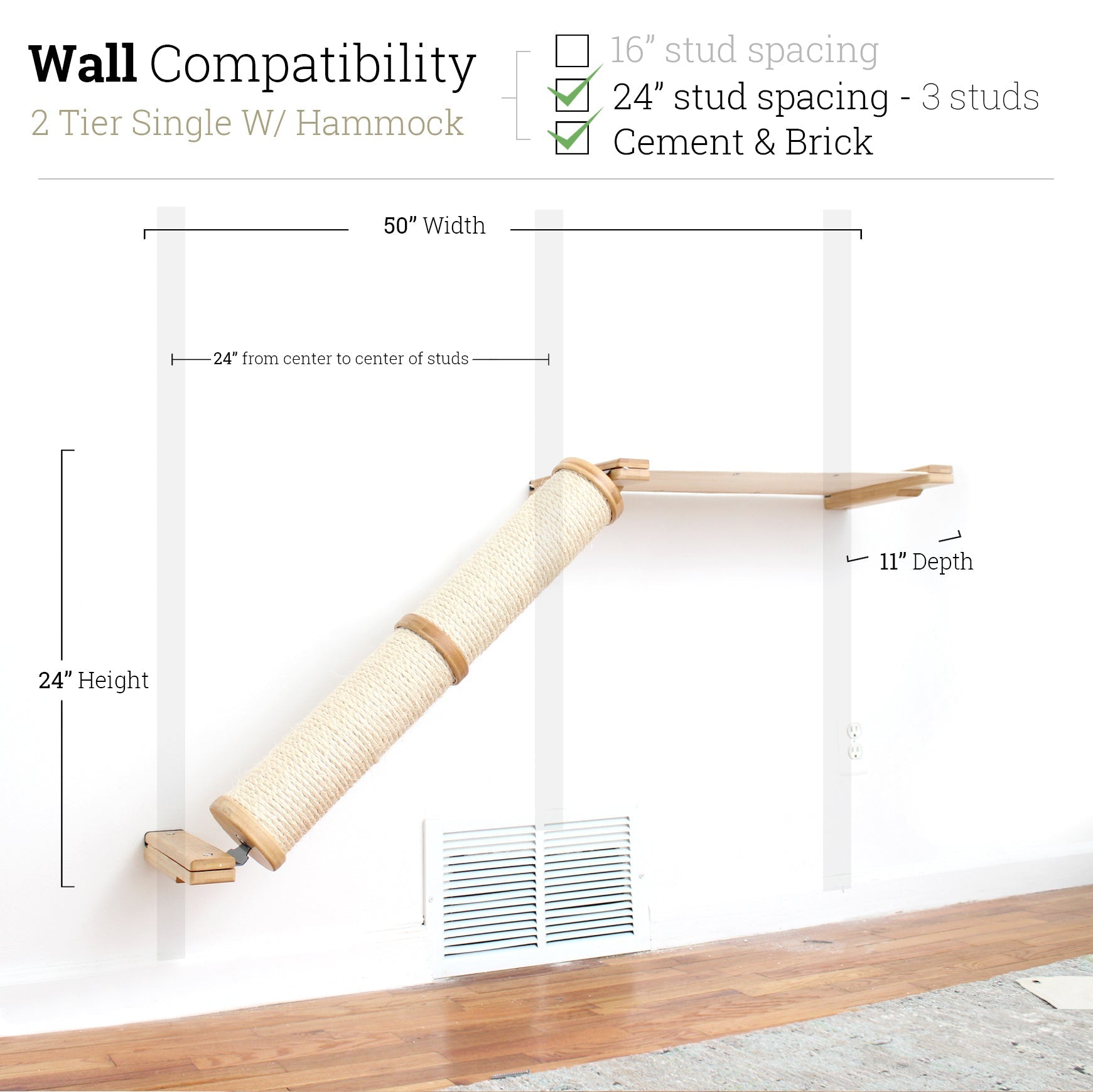 Slanted Cat Scratcher for Wall