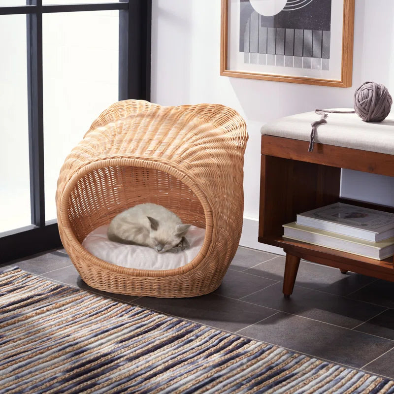 Woven Rattan Cat Cave Bed