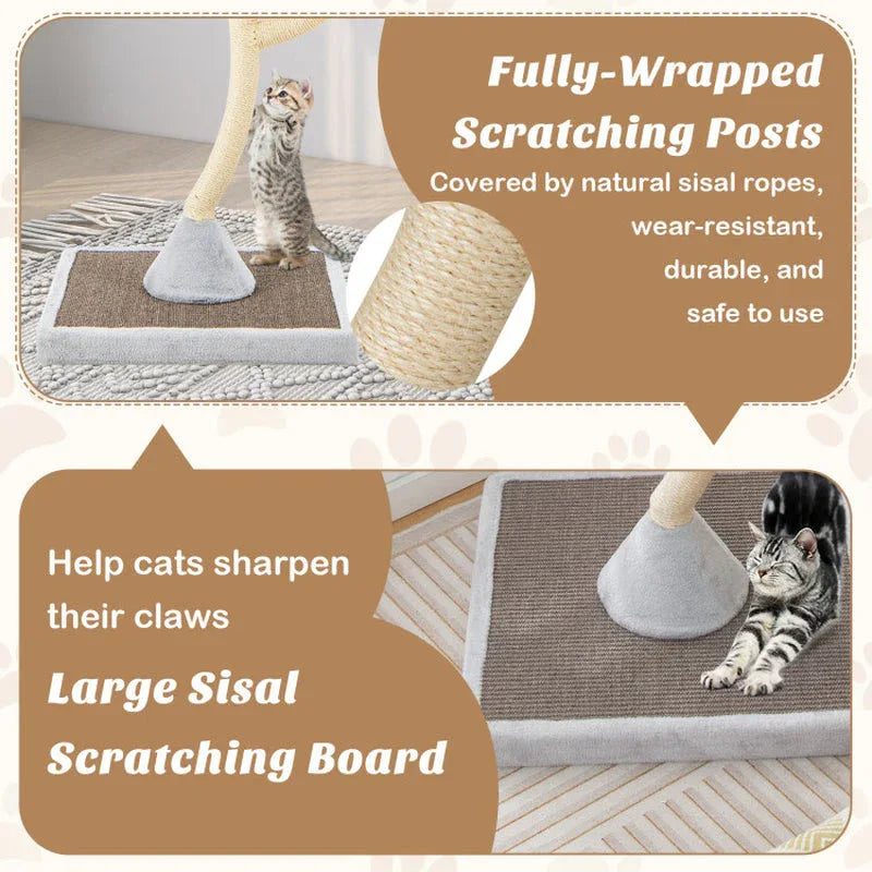 70" Metal Cat Tree Tower with 3 Plush Perches 8 - MiniPaw Luxe