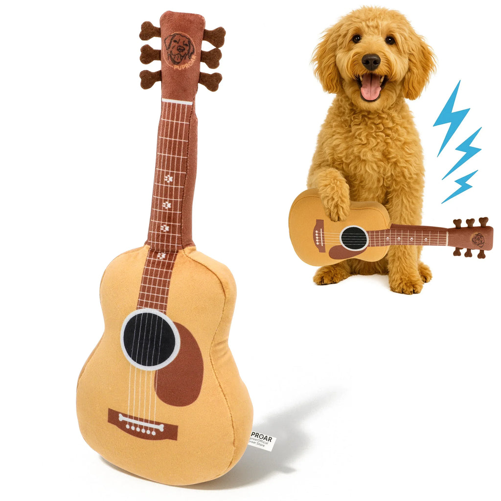 Acoustic Guitar Squeaky Crinkle Dog Toy 1 - MiniPaw Luxe