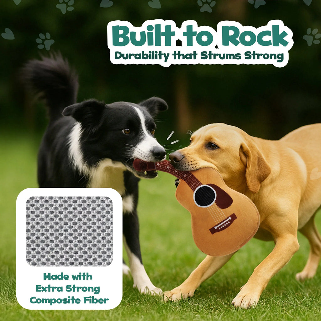 Acoustic Guitar Squeaky Crinkle Dog Toy 4 - MiniPaw Luxe
