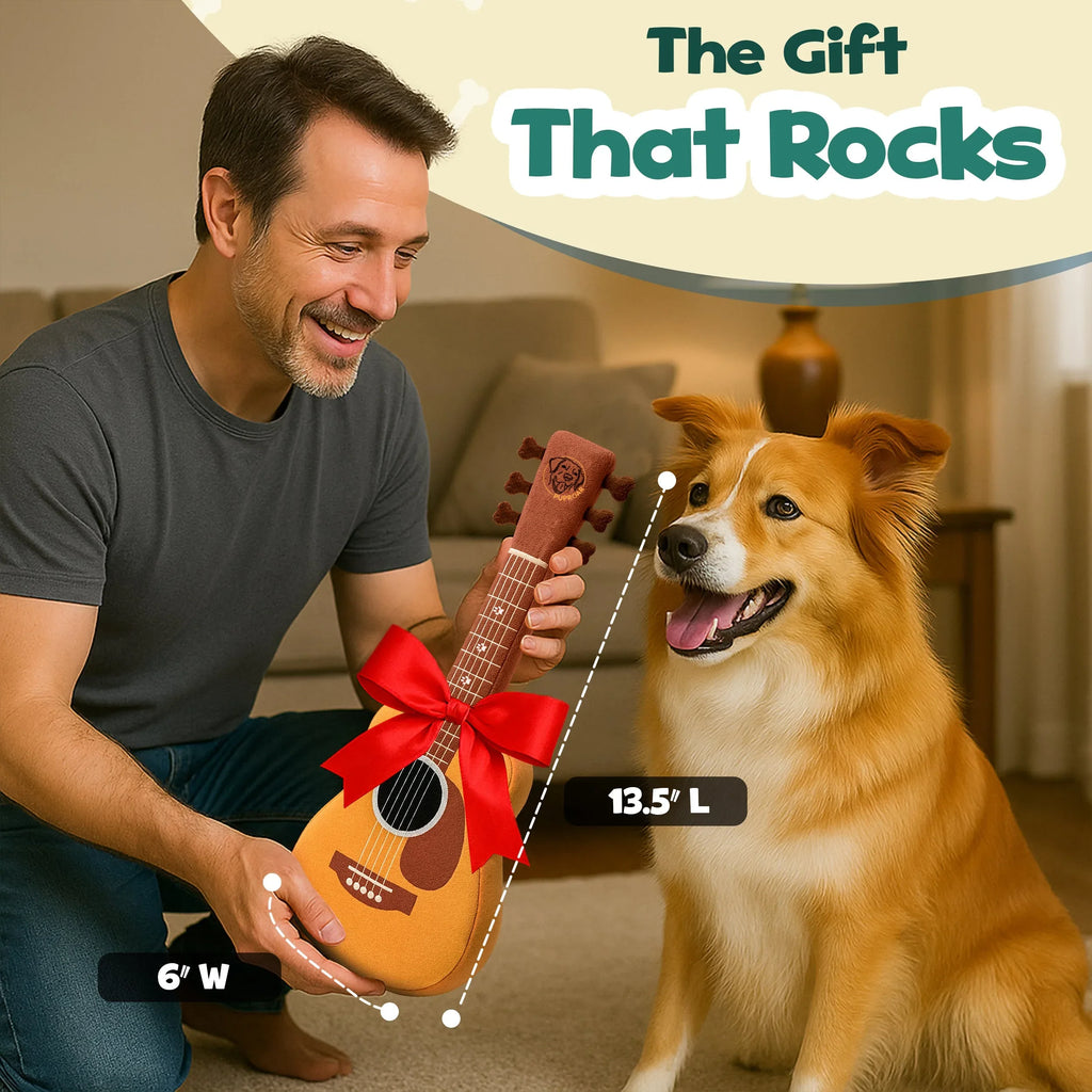Acoustic Guitar Squeaky Crinkle Dog Toy 5 - MiniPaw Luxe
