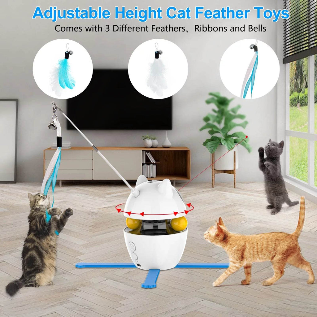 Automatic 3 in 1 Interactive Cat Toy with Laser and Feather 2 - MiniPaw Luxe