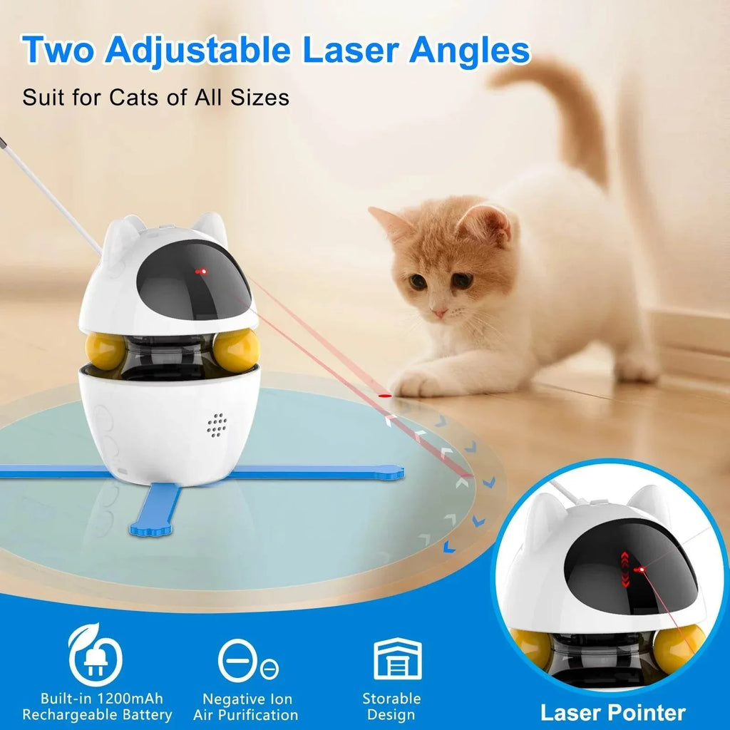 Automatic 3 in 1 Interactive Cat Toy with Laser and Feather 3 - MiniPaw Luxe