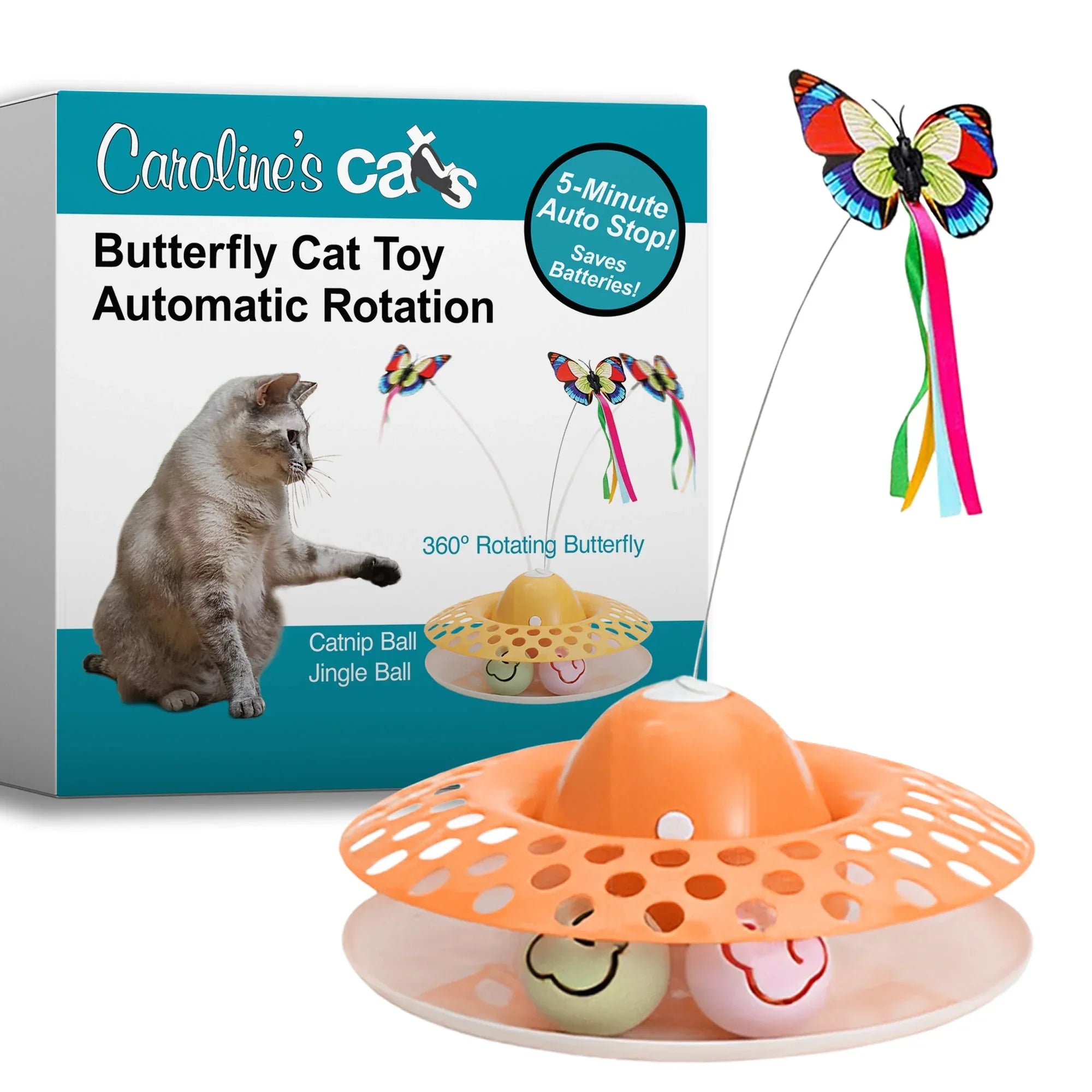 Automatic Butterfly Cat Toy with Catnip Ball Track 1 - MiniPaw Luxe