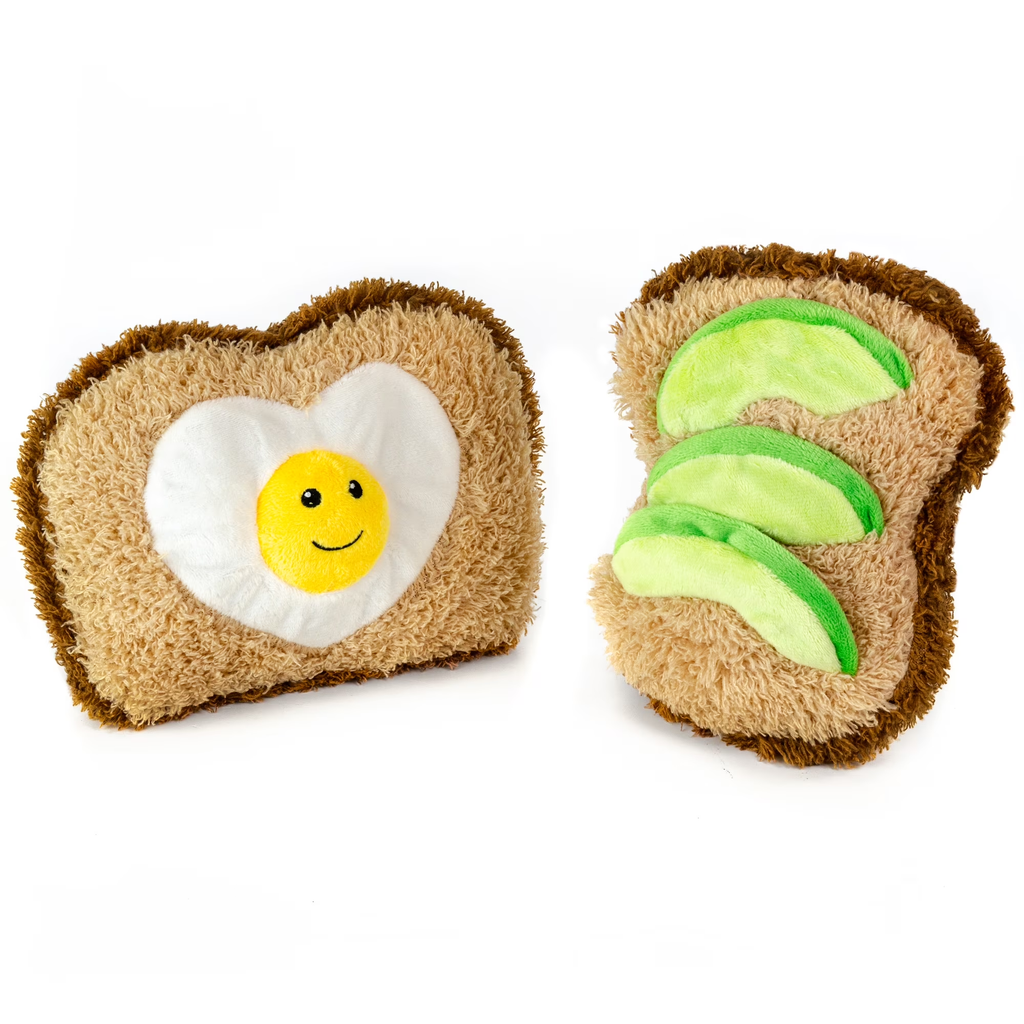 Avocado Toast and Egg Plush Squeaky Toy Set