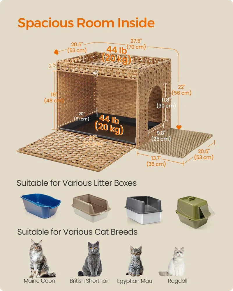 Boho Handwoven Rattan Hidden Litter Box 4 - MiniPaw Luxe