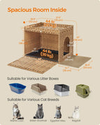 Boho Handwoven Rattan Hidden Litter Box 4 - MiniPaw Luxe