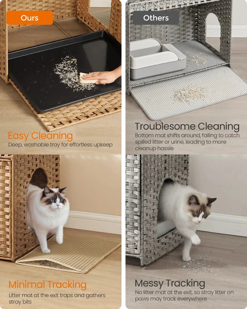 Boho Handwoven Rattan Hidden Litter Box 6 - MiniPaw Luxe