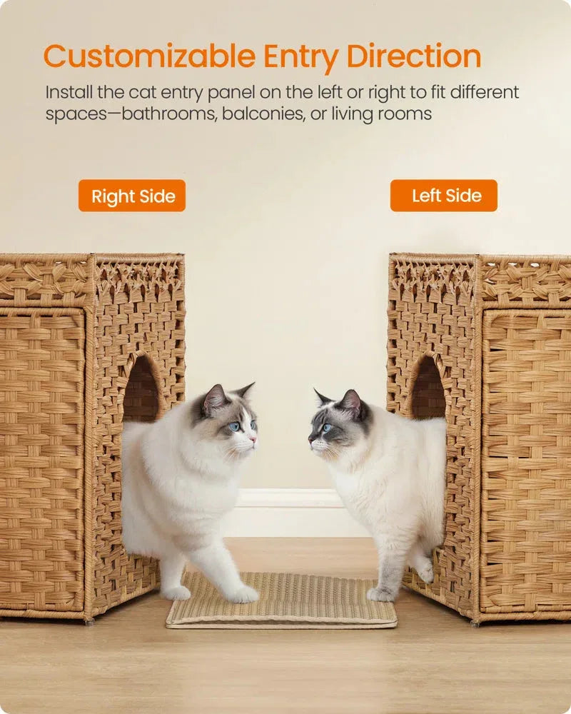 Boho Handwoven Rattan Hidden Litter Box 7 - MiniPaw Luxe