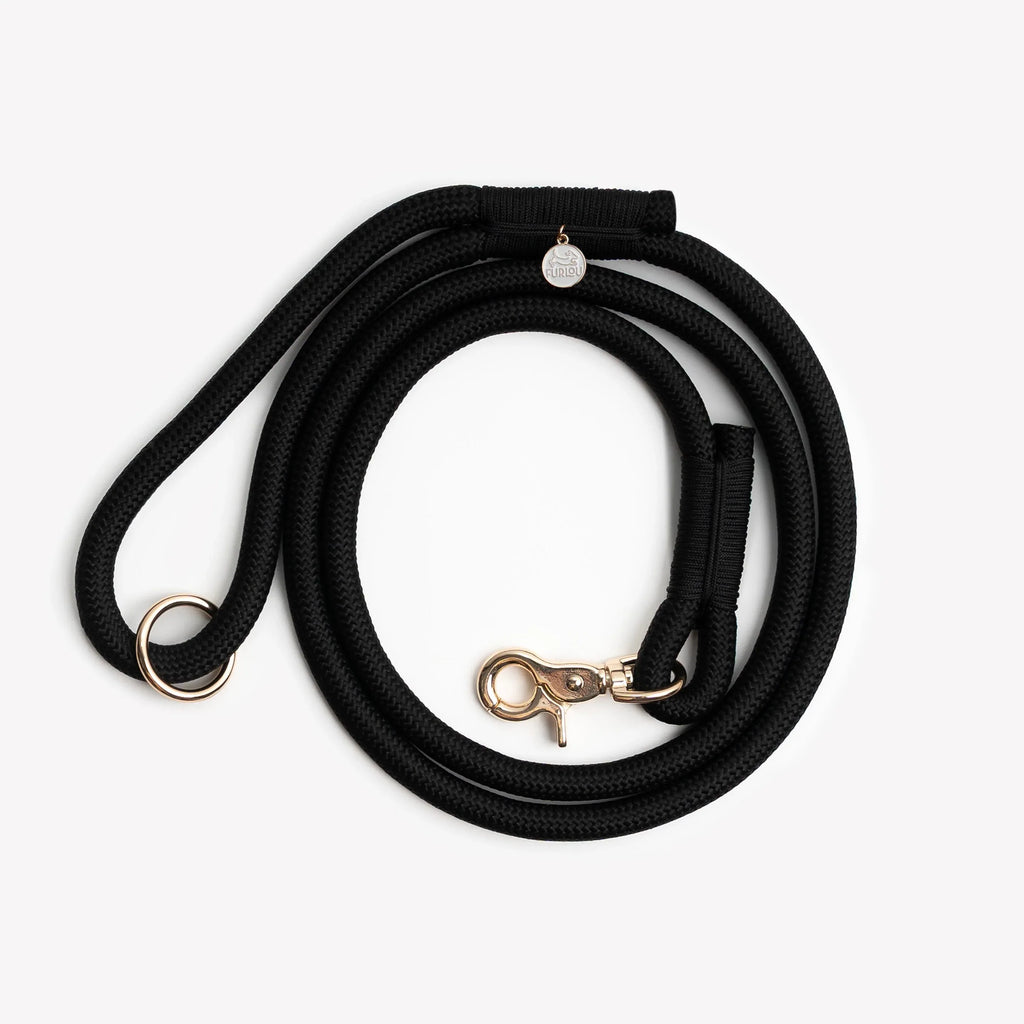 Braided Rope Leash | Black 1 - MiniPaw Luxe