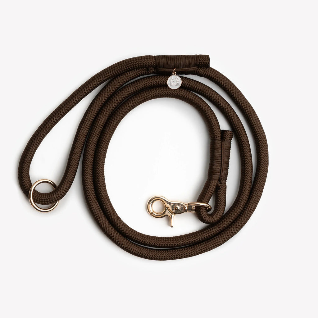 Braided Rope Leash | Brown 1 - MiniPaw Luxe