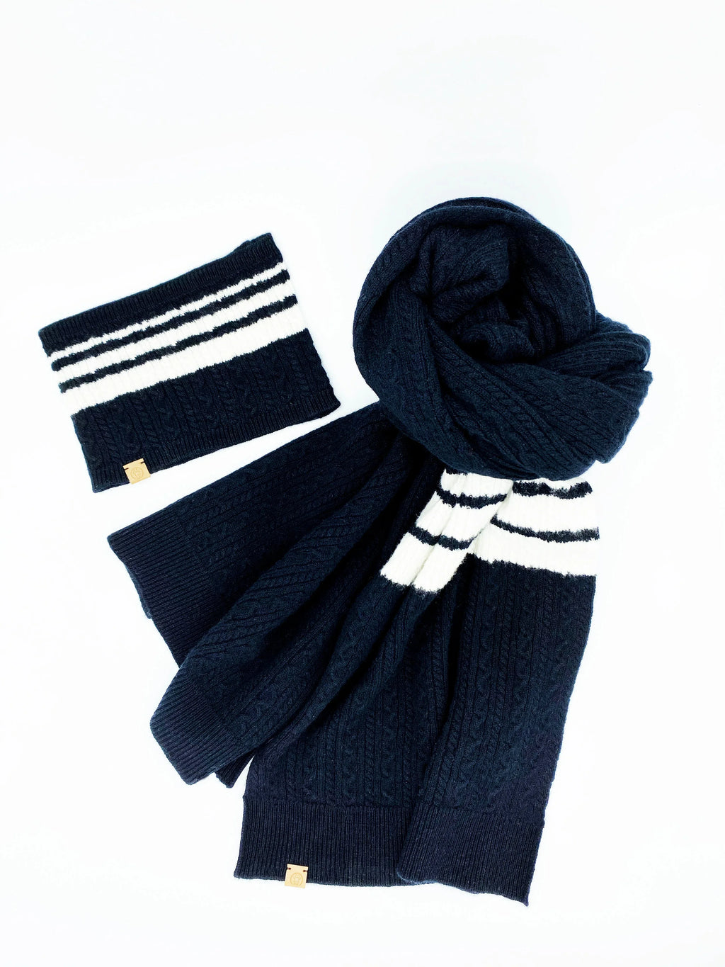Cashmere Blend Matching Scarf Set | Black and White 1 - MiniPaw Luxe