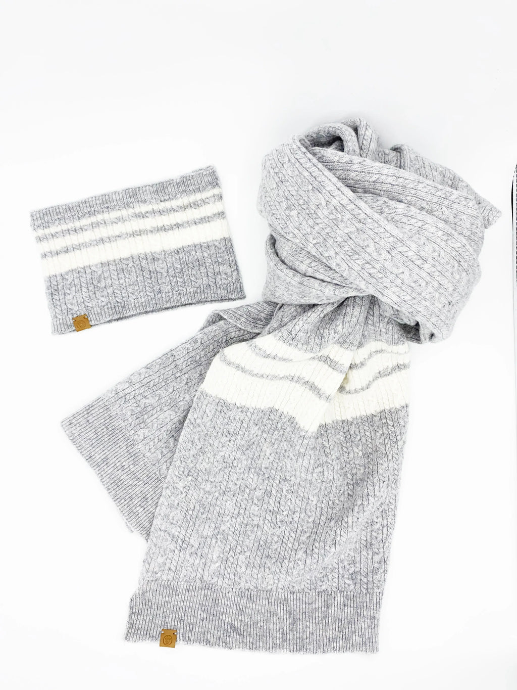 Cashmere Blend Matching Scarf Set | Heather Grey 1 - MiniPaw Luxe
