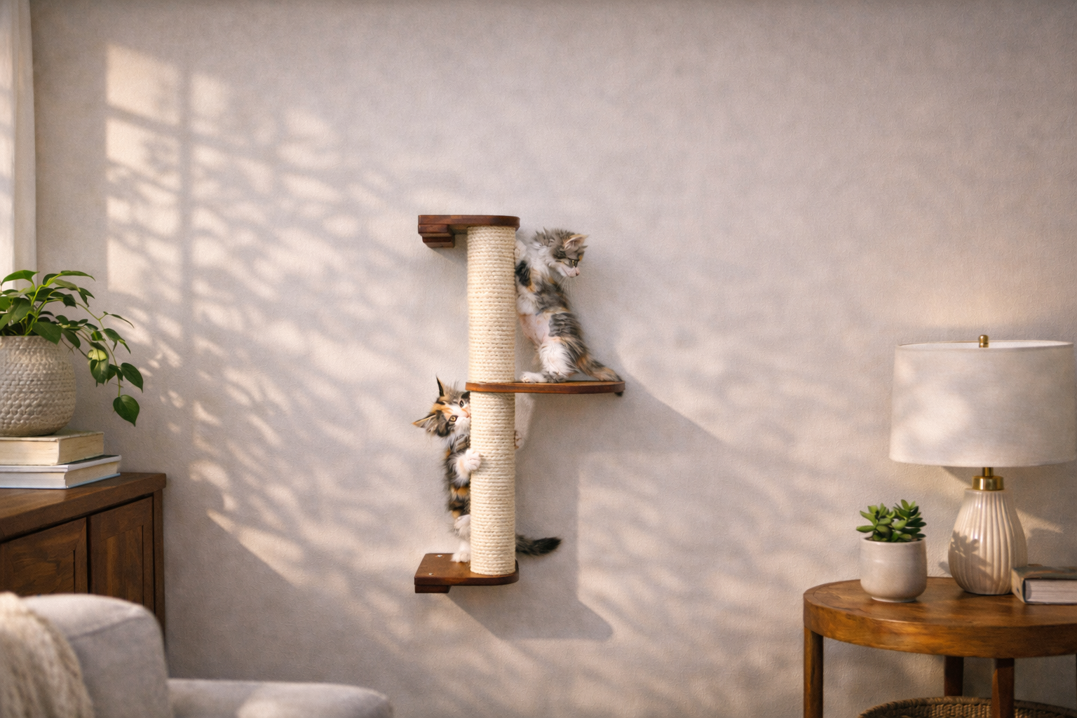 Wall Mounted Cat Climbing Pole - Sisal
