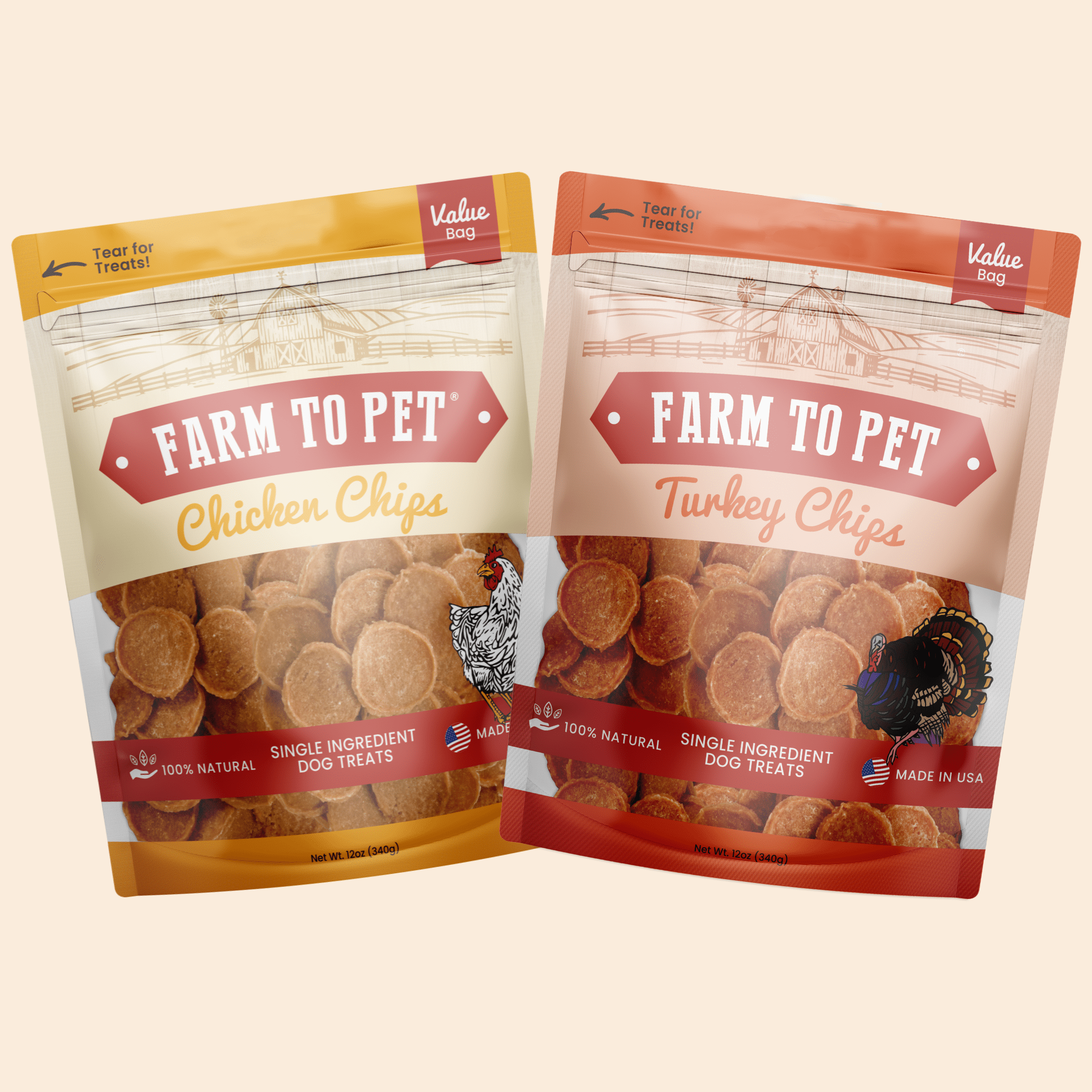 Turkey & Chicken Chip Pet Treat Duo | Single-Ingredient Poultry Treats