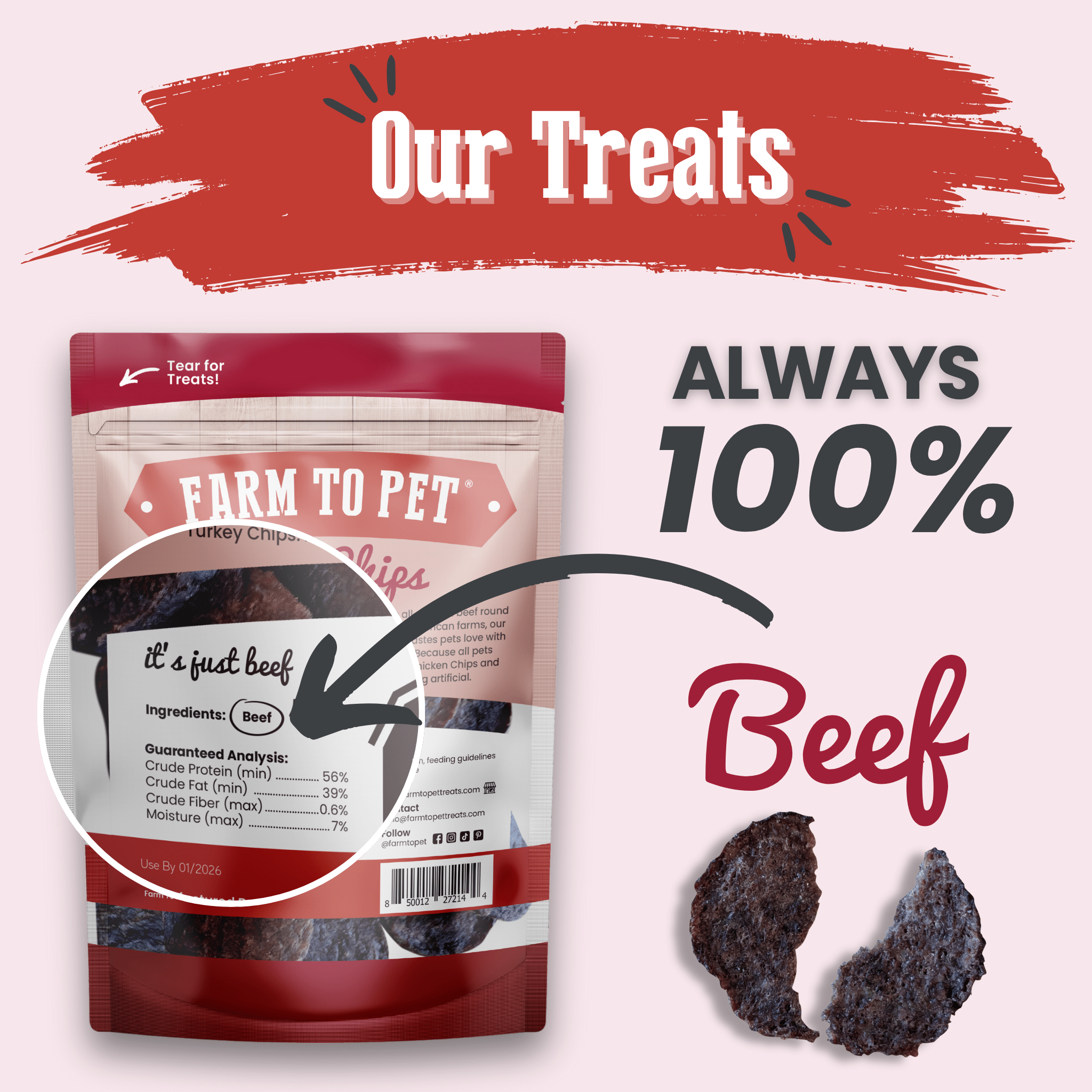 Beef Chips Pet Treats | Single-Ingredient Healthy Treats for Pets