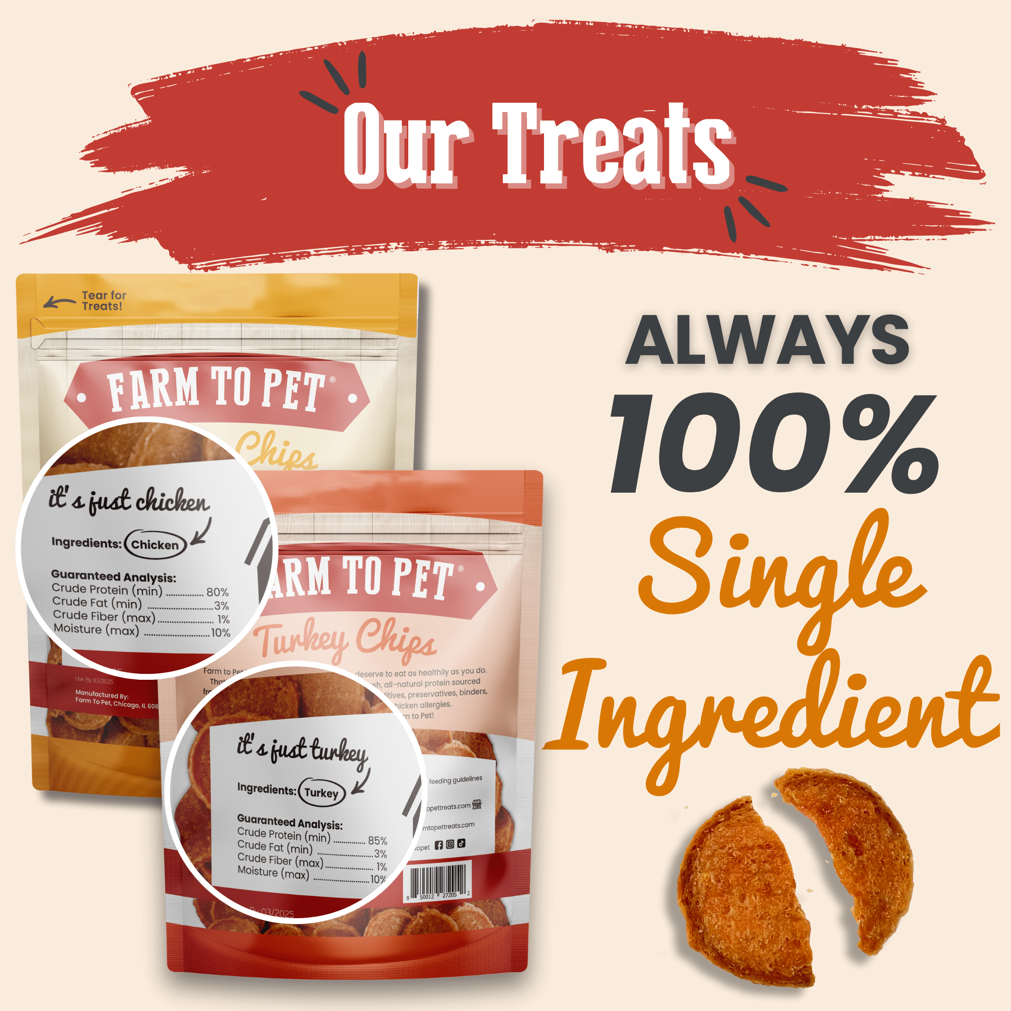 Turkey & Chicken Chip Pet Treat Duo | Single-Ingredient Poultry Treats