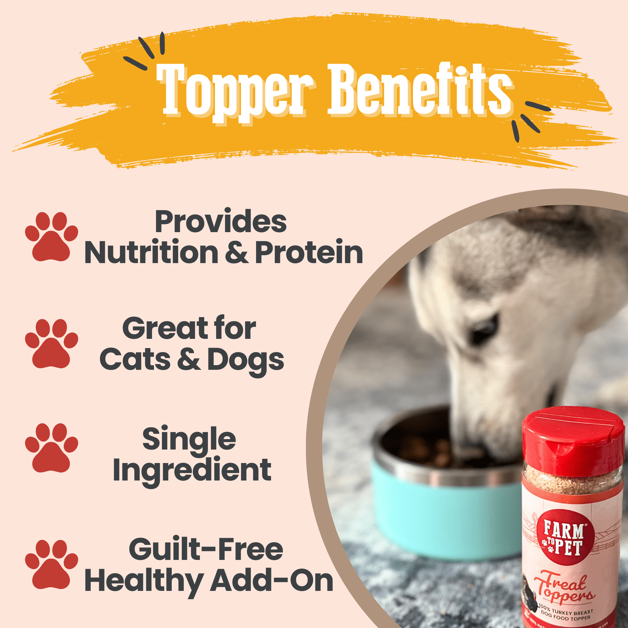 Treat Topper Turkey Pet Food Topper | Healthy Meal Supplement for Pets