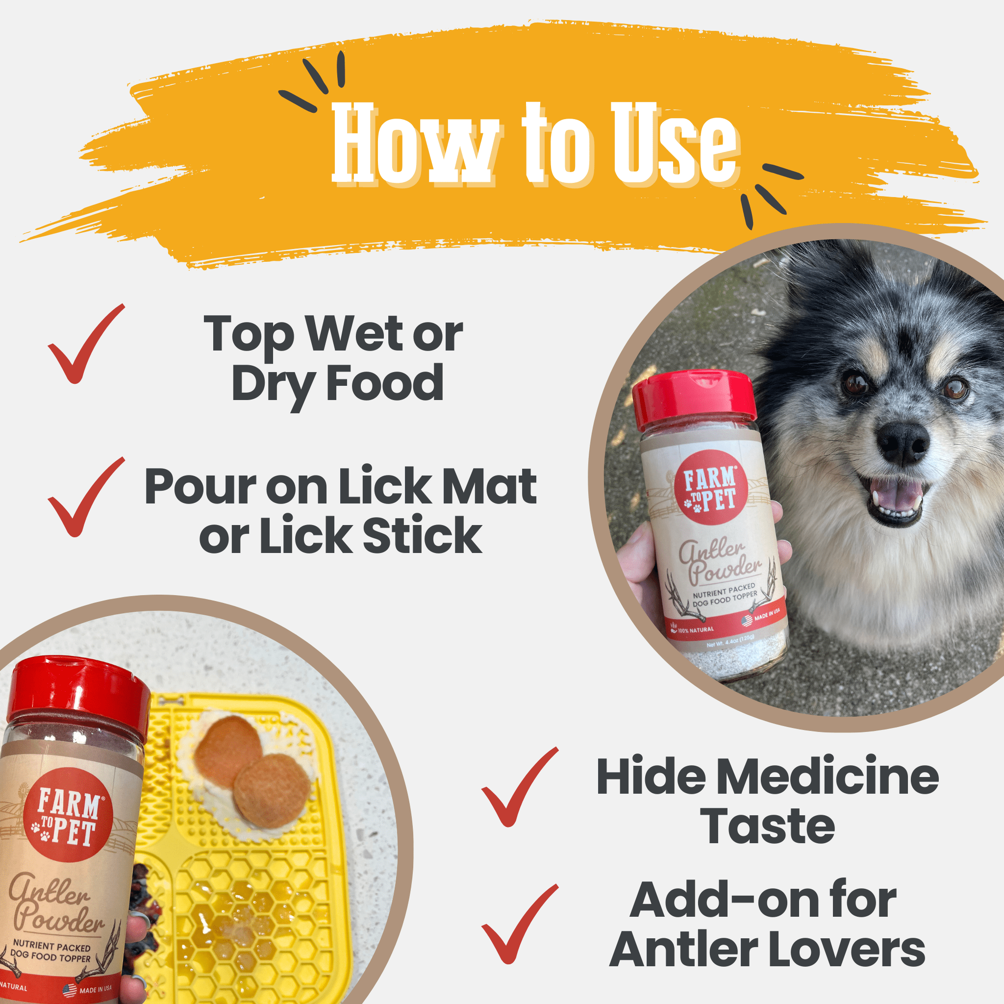 Treat Topper Antler Powder Pet Food Topper | Nutritional Supplement for Dogs and Cats