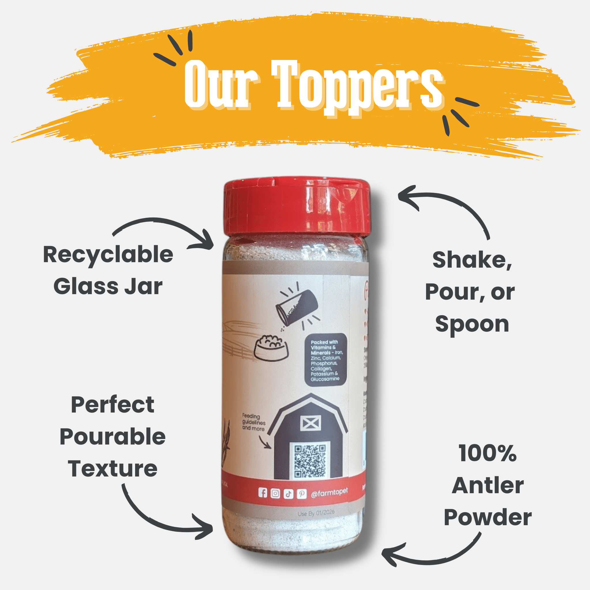 Treat Topper Antler Powder Pet Food Topper | Nutritional Supplement for Dogs and Cats