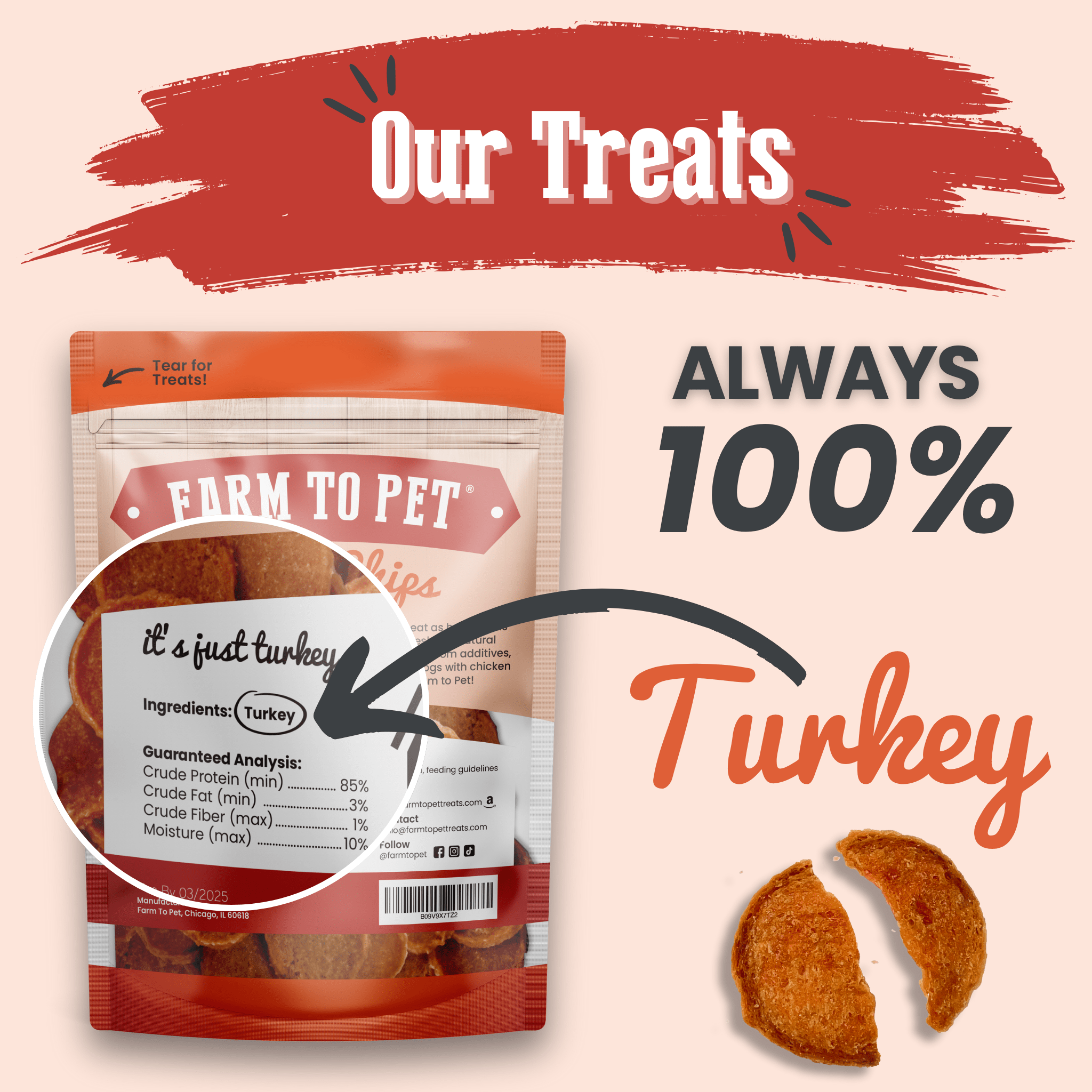Turkey Chips for Pets | All-Natural Single-Ingredient Healthy Pet Treats