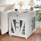 Furniture-Style Wooden Dog Crate End Table | USB Charging, Storage Drawer, & Double Latch 10 - MiniPaw Luxe
