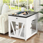Furniture-Style Wooden Dog Crate End Table | USB Charging, Storage Drawer, & Double Latch 2 - MiniPaw Luxe