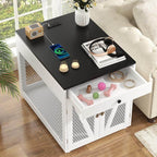 Furniture-Style Wooden Dog Crate End Table | USB Charging, Storage Drawer, & Double Latch 5 - MiniPaw Luxe