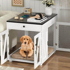 Furniture-Style Wooden Dog Crate End Table | USB Charging, Storage Drawer, & Double Latch 8 - MiniPaw Luxe