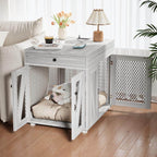 Furniture-Style Wooden Dog Crate End Table | USB Charging, Storage Drawer, & Double Latch 9 - MiniPaw Luxe