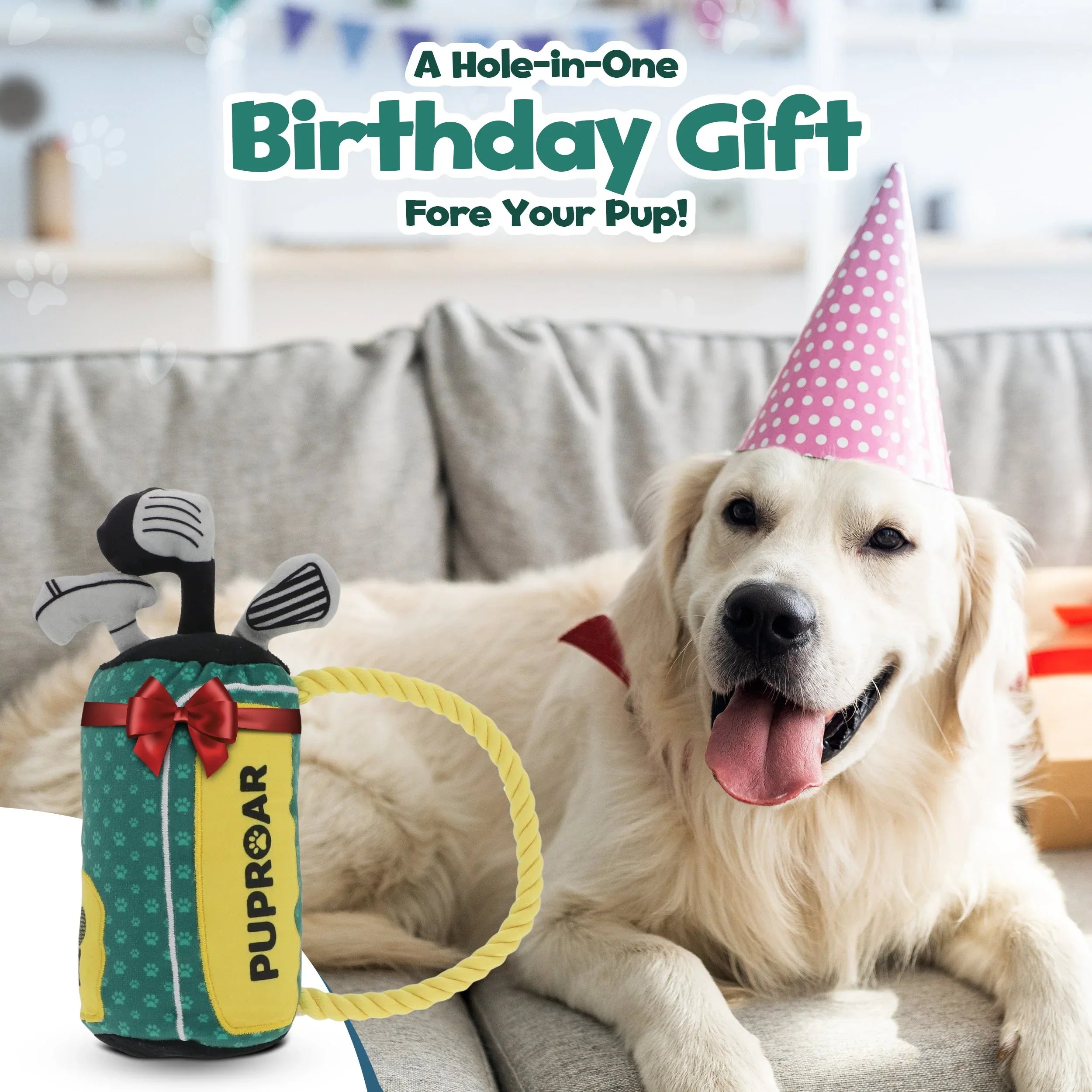 Golf Club Squeaky Crinkle Dog Toy 3 - MiniPaw Luxe