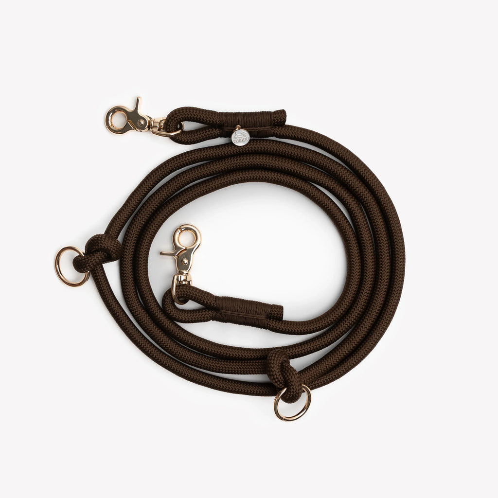 Hands Free Braided Leash | Brown 2 - MiniPaw Luxe