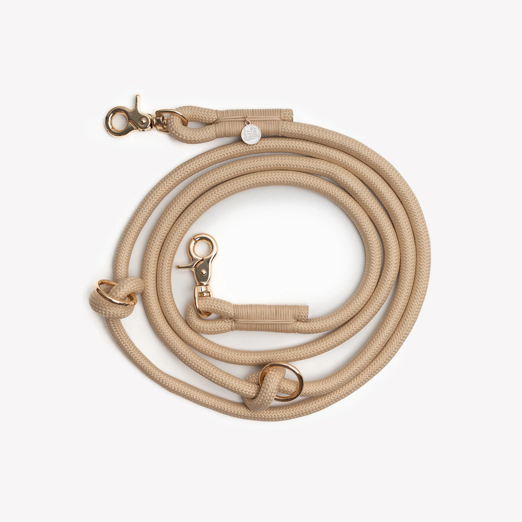 Hands Free Braided Leash | Tan 2 - MiniPaw Luxe