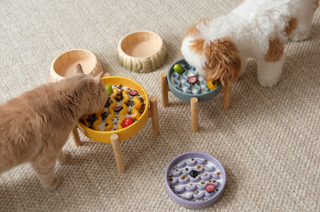 [Macaroni] Slow Feeder Dog Bowls - Yellow / Frozen Blue / Purple 11 - MiniPaw Luxe