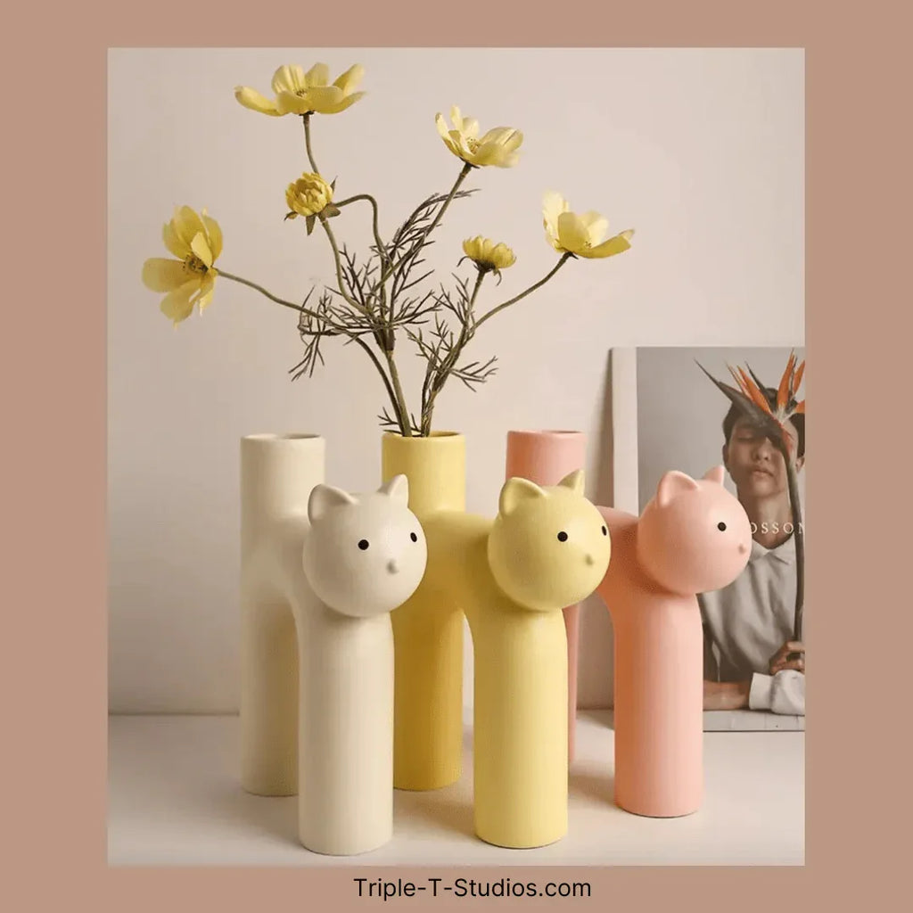 Modern Ceramic Cat Vase 2 - MiniPaw Luxe