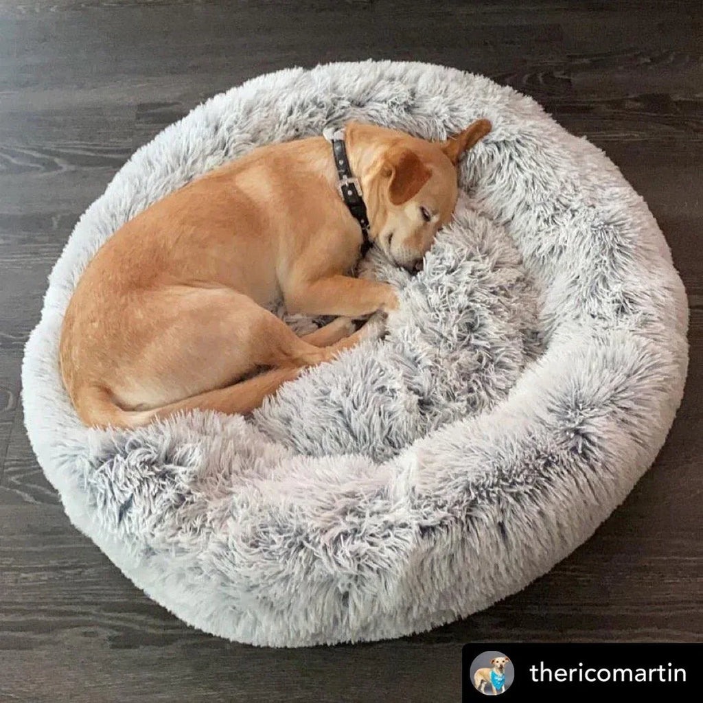 Mr. Peanut's 28" OrthoPlush® Pet Bed - Snowflake White Two Tone 2 - MiniPaw Luxe