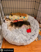 Mr. Peanut's 28" OrthoPlush® Pet Bed - Snowflake White Two Tone 39 - MiniPaw Luxe