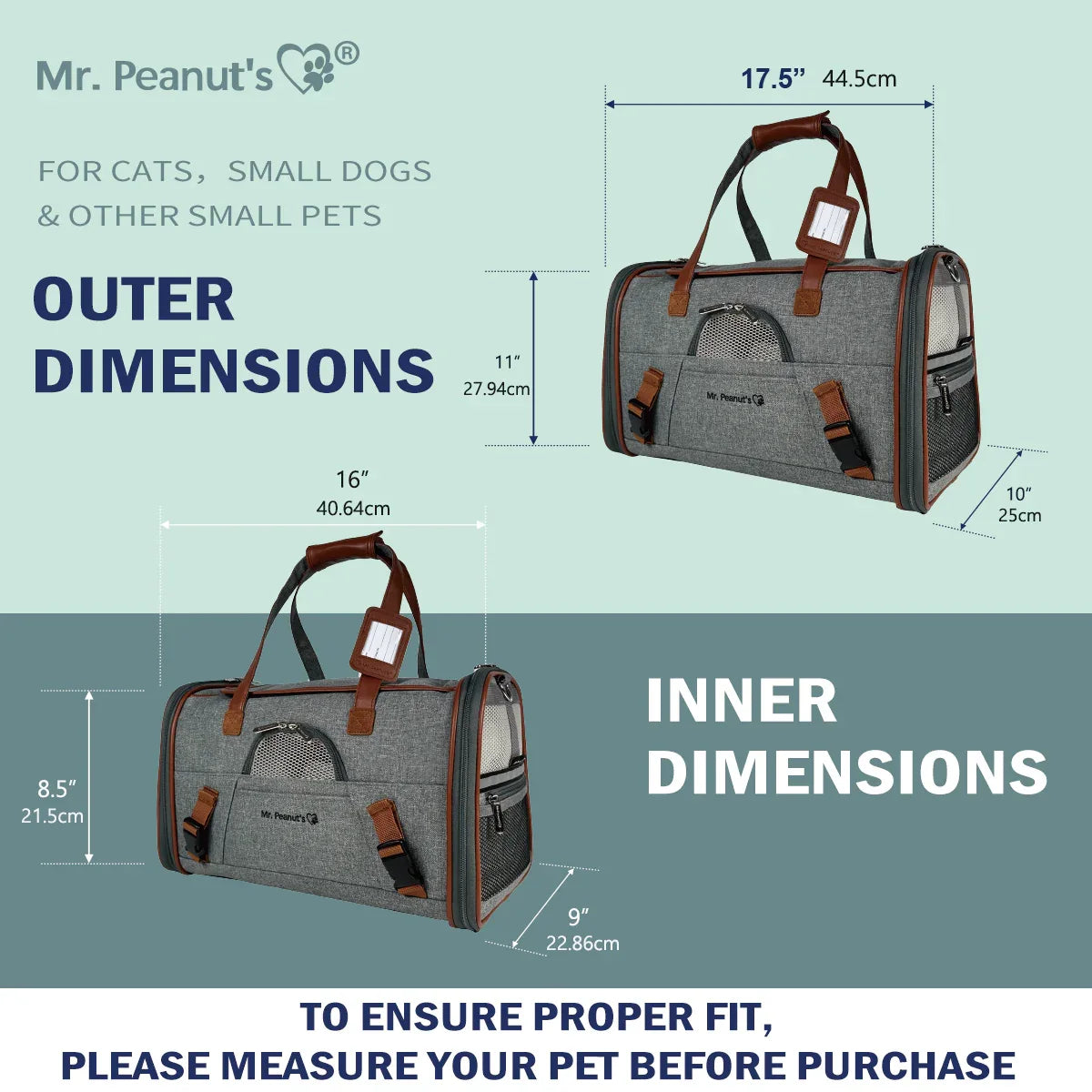 Mr. Peanut's Gold Series Standard Size Airline Compliant Pet Carrier 2 - MiniPaw Luxe