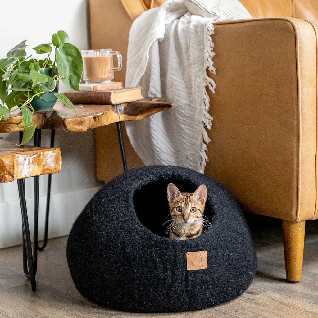Night Black | Round Style Cave 1 - MiniPaw Luxe