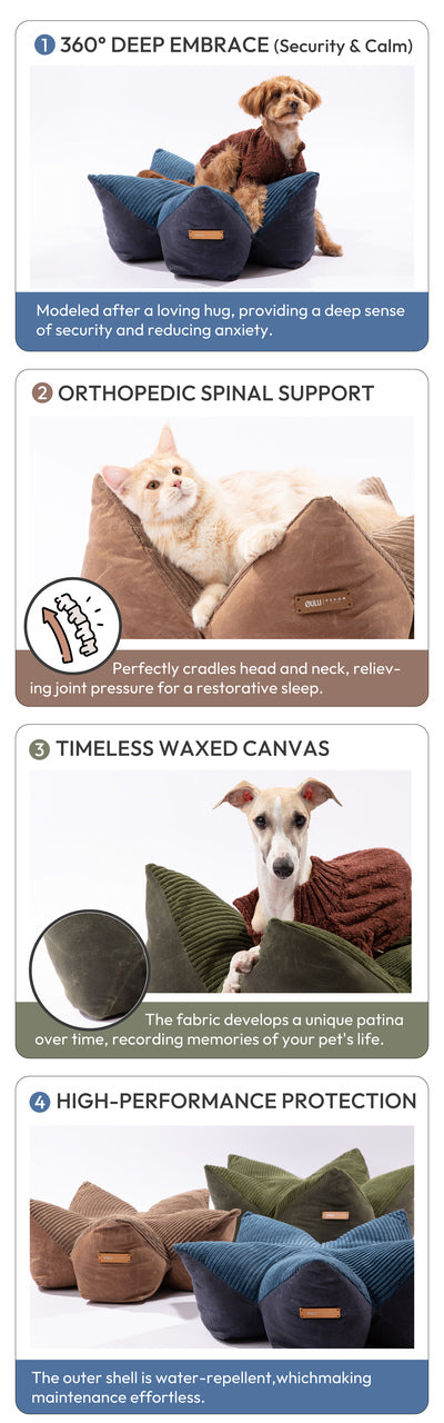 OULU X PEHOM - CUDDLE PET PILLOW BED | Navy Blue / Olive Green / Canyon Brown 18 - MiniPaw Luxe
