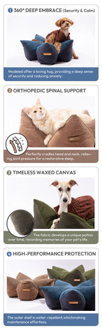 OULU X PEHOM - CUDDLE PET PILLOW BED | Navy Blue / Olive Green / Canyon Brown 18 - MiniPaw Luxe