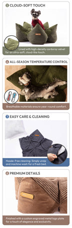 OULU X PEHOM - CUDDLE PET PILLOW BED | Navy Blue / Olive Green / Canyon Brown 19 - MiniPaw Luxe