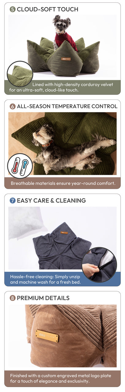 OULU X PEHOM - CUDDLE PET PILLOW BED | Navy Blue / Olive Green / Canyon Brown 19 - MiniPaw Luxe