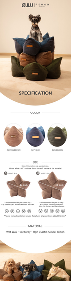 OULU X PEHOM - CUDDLE PET PILLOW BED | Navy Blue / Olive Green / Canyon Brown 20 - MiniPaw Luxe